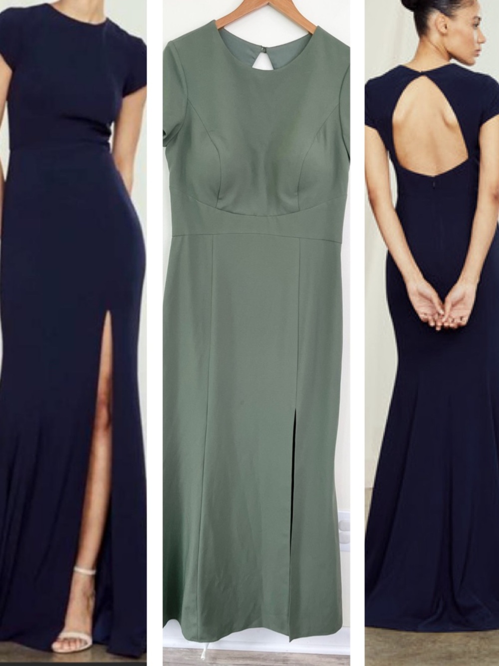 Amsale Harlee Bridesmaid Maxi Dress in Olive Sage Green 14 High Neck Open Back